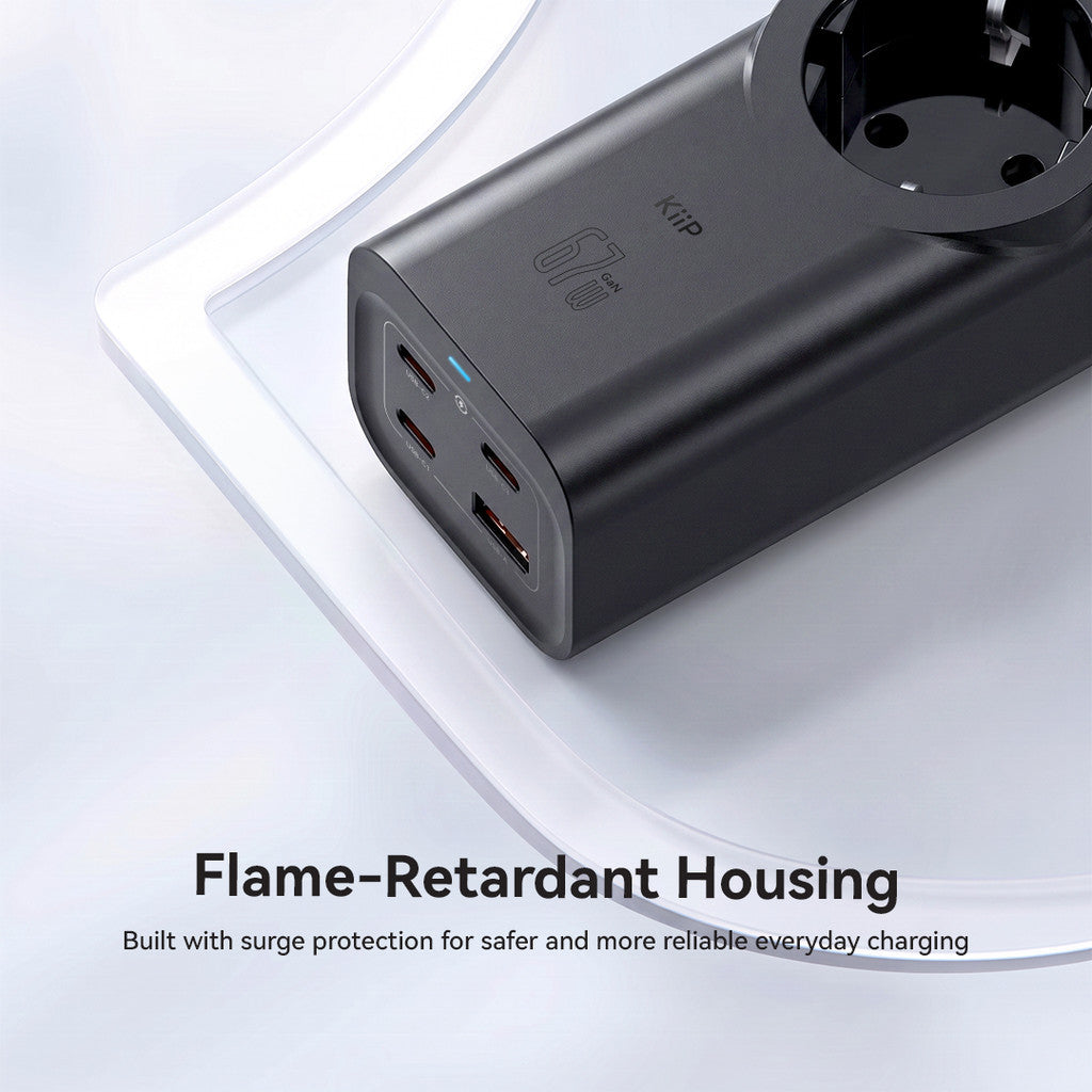 KiiP TD67 Smart Power Strip GaN 67W 6in1 Charger Stop Kontak Surge Protection Multiple Socket PPS PD QC