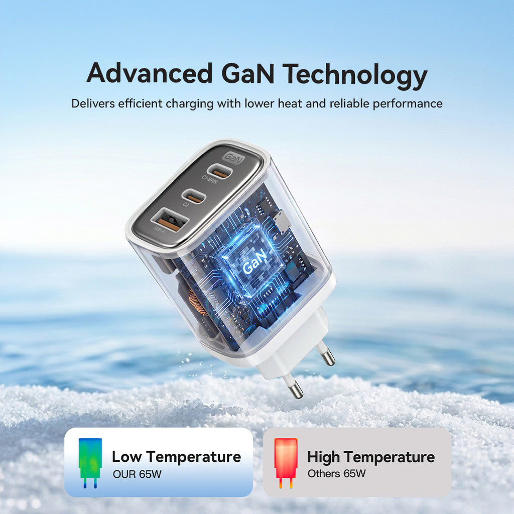 KiiP Mini Wall Charger GaN 65W Fast Charging PD QC 3.0 With Cable