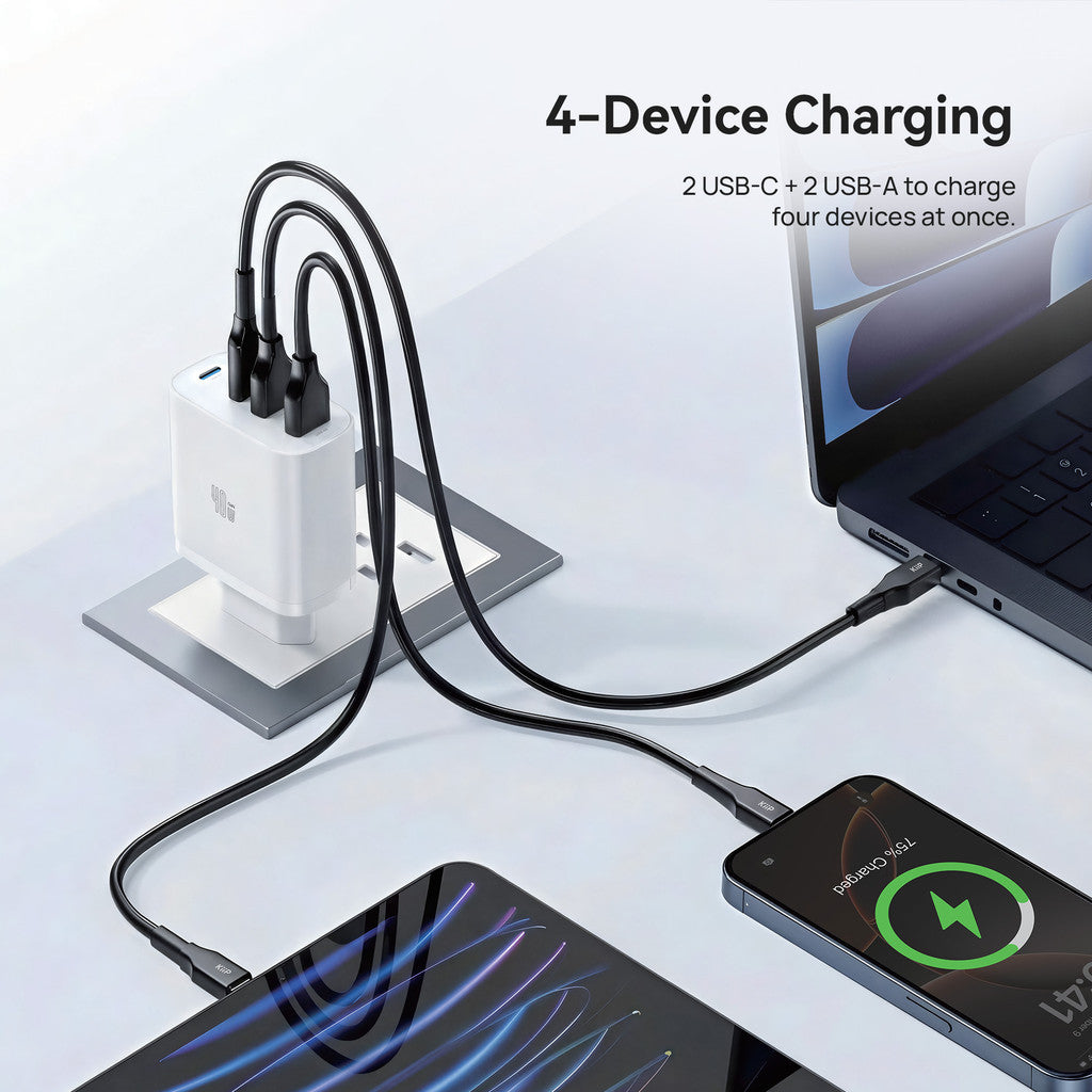 KiiP G40W Charger Adaptor GaN 40W 4-Port PD Fast Charging