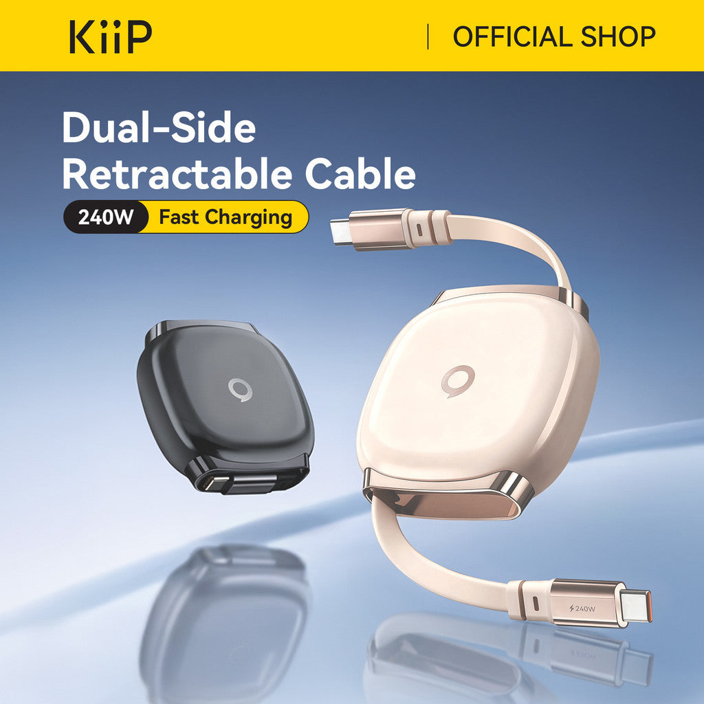 KiiP PowerCube Retractable Charging Cable Up To 240W C to C/C to L
