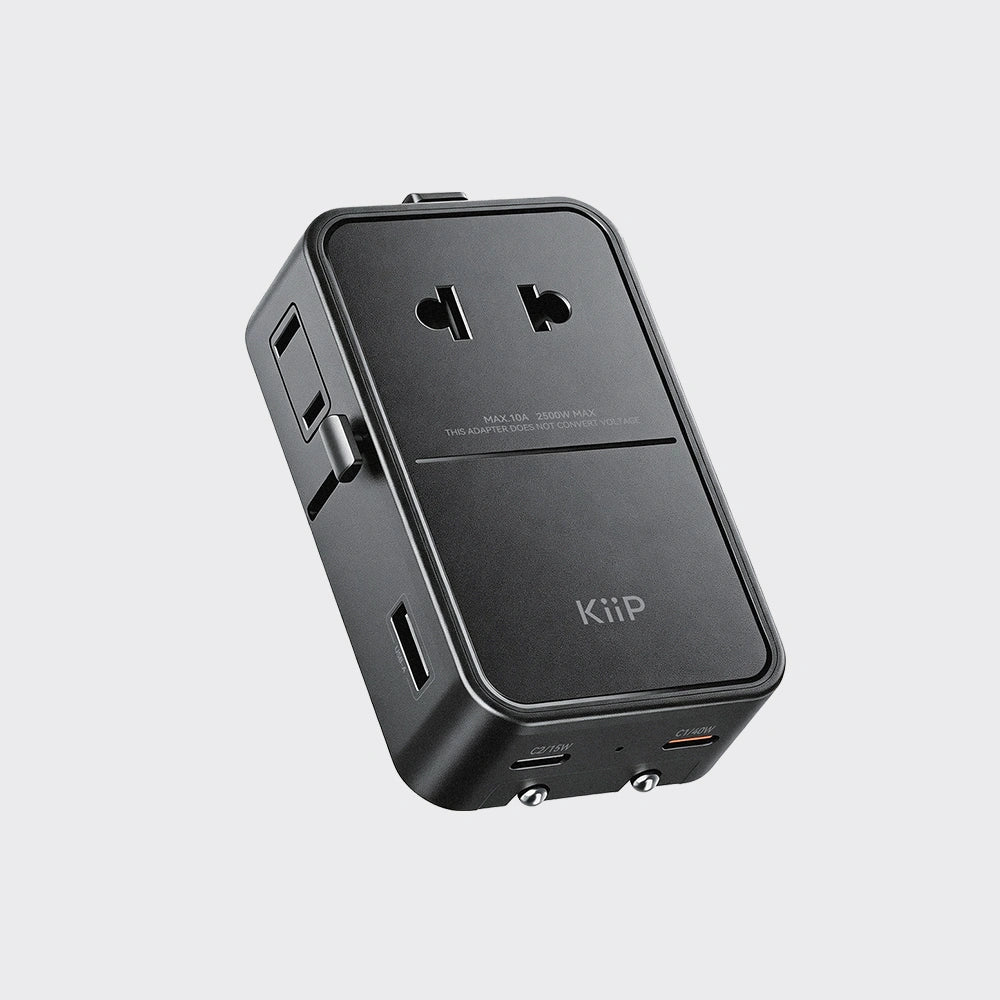 KiiP C40T Slim Universal Travel Charger Adapter 40W GaN Charge up To 6 Devices