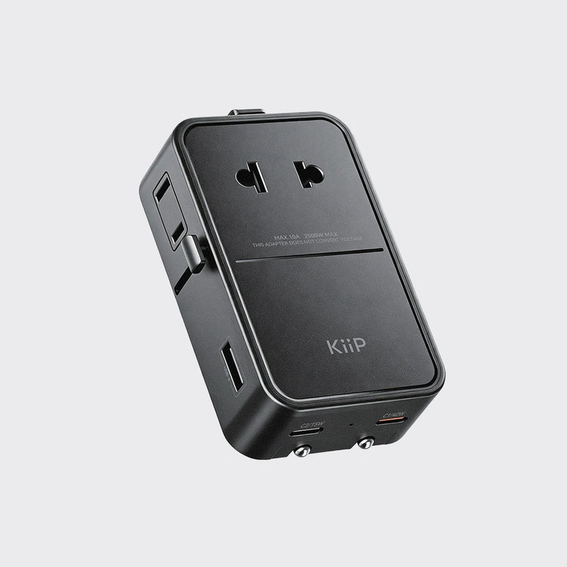 KiiP C40T Slim Universal Travel Charger Adapter 40W GaN Charge up To 6 Devices