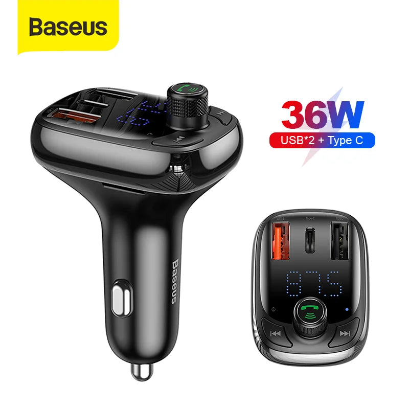 KIIP X Baseus S13 Quick Charge 4.0 Car Charger PD FM Transmitter Bluetooth