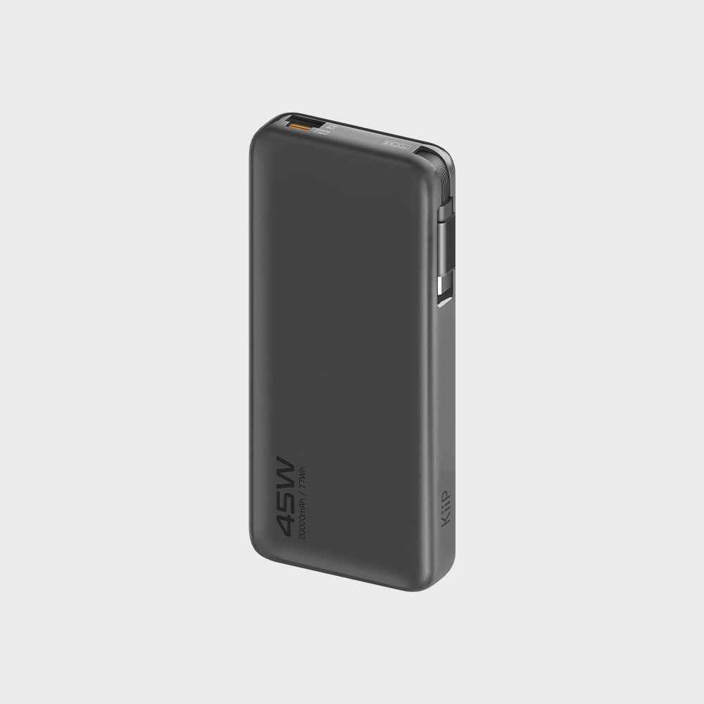 KiiP E66 PowerBank Retractable Cable 20000mAh PD QC PPS Fast Charging 45W