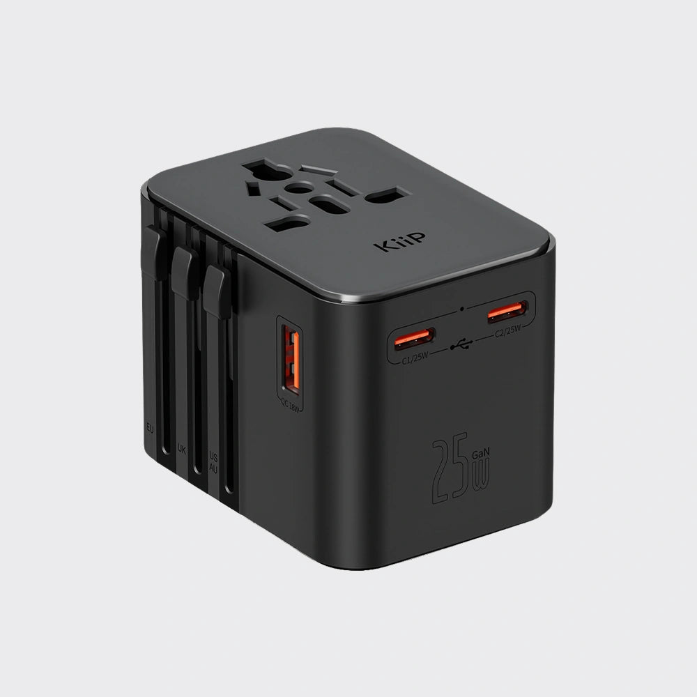 KiiP C27T Travel Adaptor GaN Adapter Charger Universal PD Fast Charging 25W