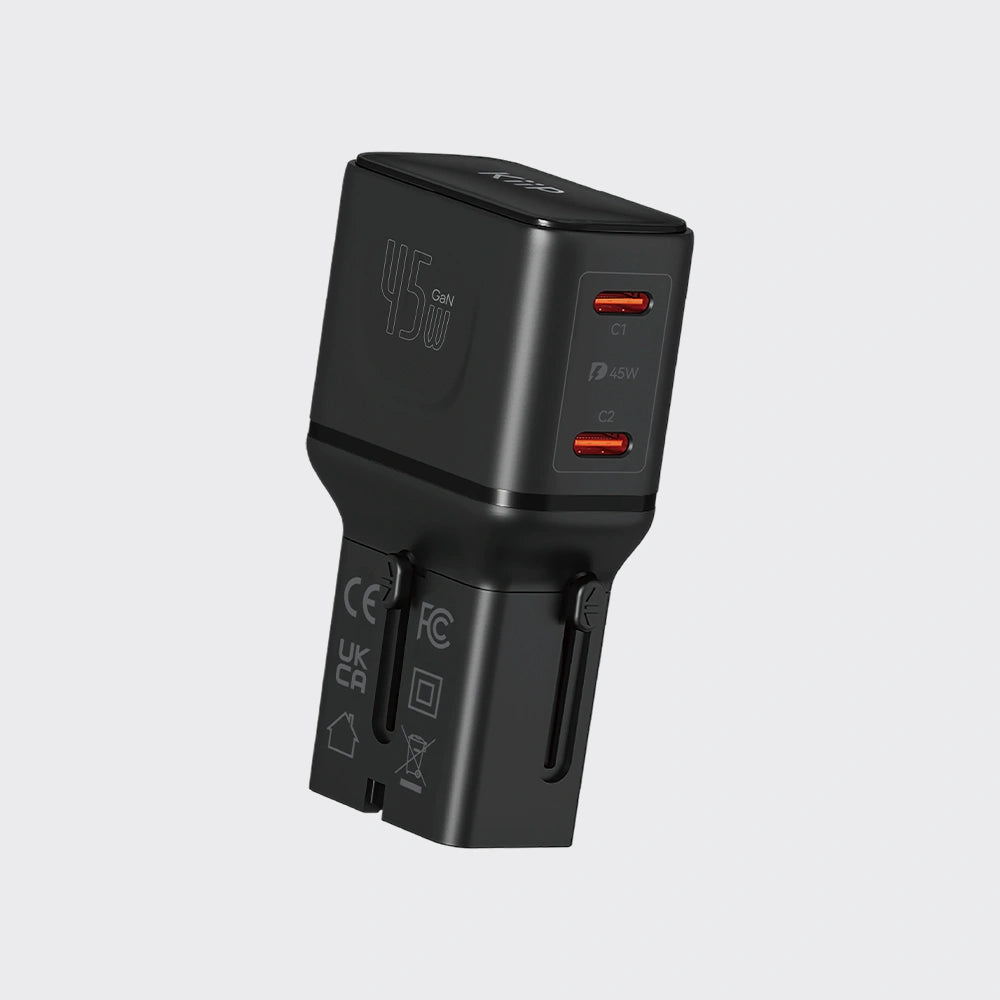 Kiip C35T Universal Travel Adaptor Charger Mini Fast Charging 45w GaN Portable Travel