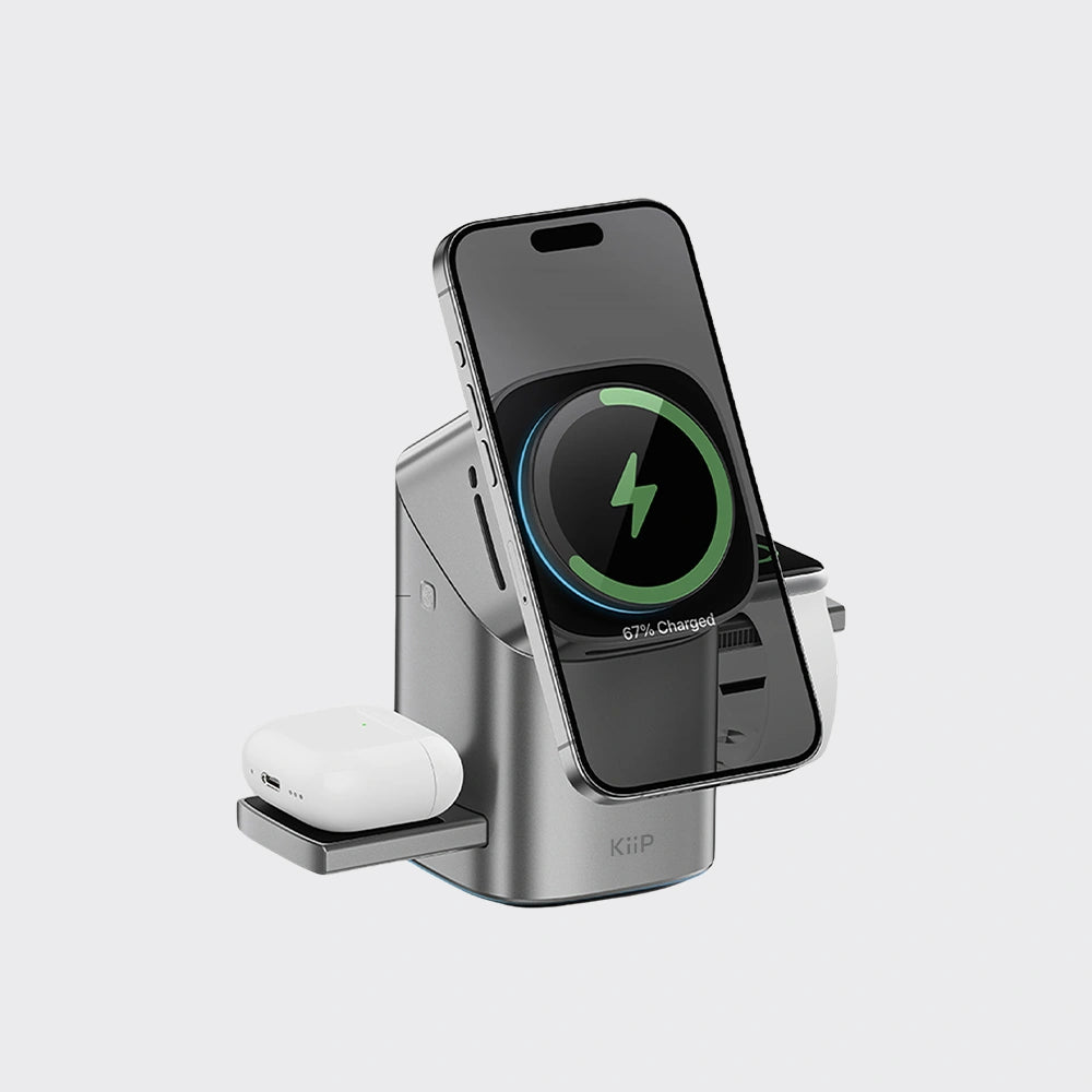 Kiip T2 Pro Qi2 3in1 Magnetic Wireless Charging Station Fast Charging 15w