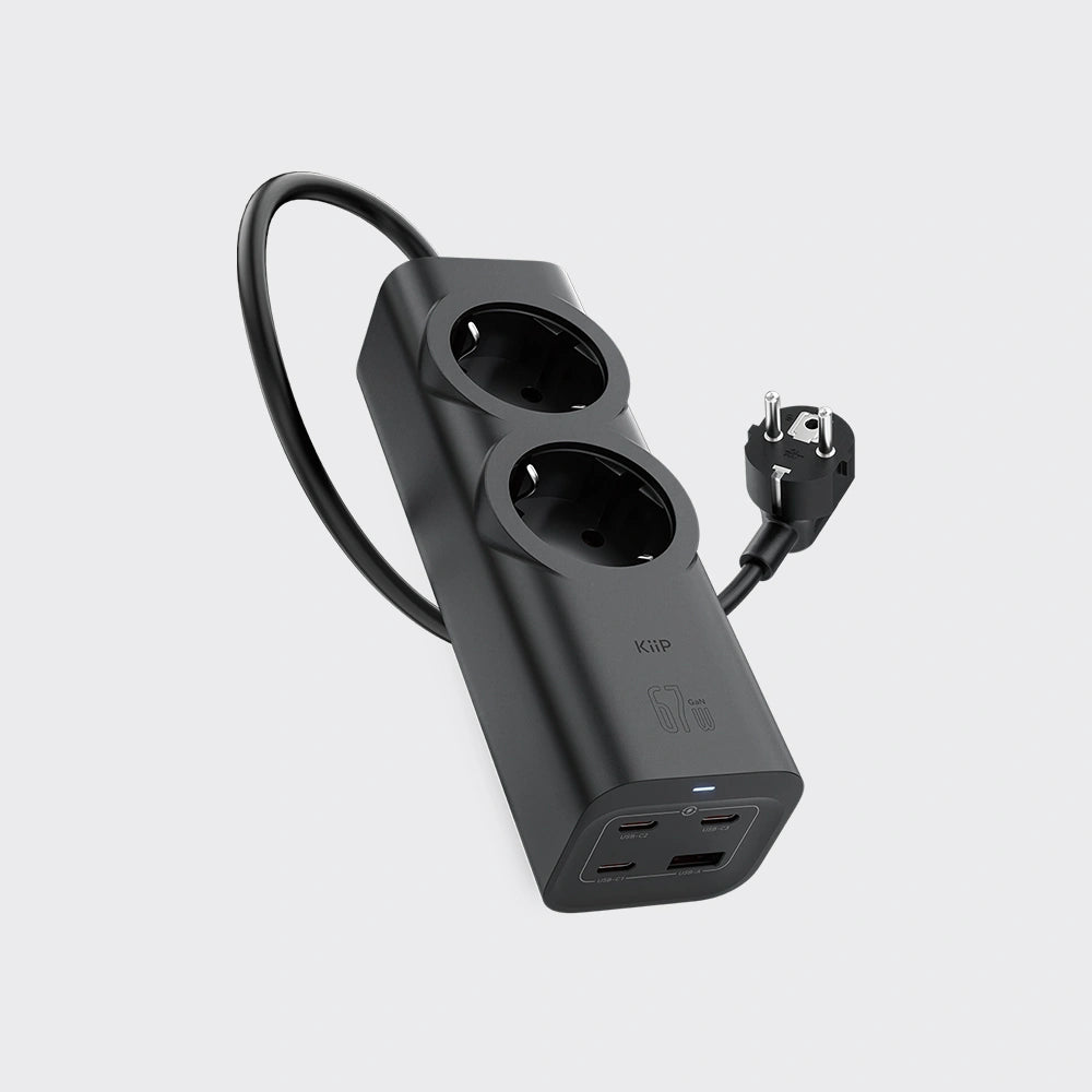 KiiP TD67 Smart Power Strip GaN 67W 6in1 Charger Stop Kontak Surge Protection Multiple Socket PPS PD QC