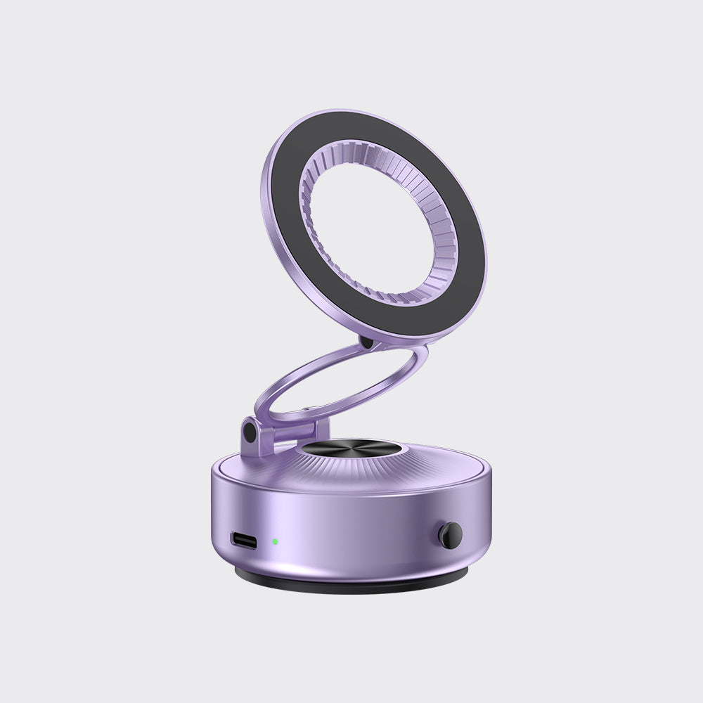 A lavender purple desk lamp with a circular ring light and flexible arm, shown on a light gray background.