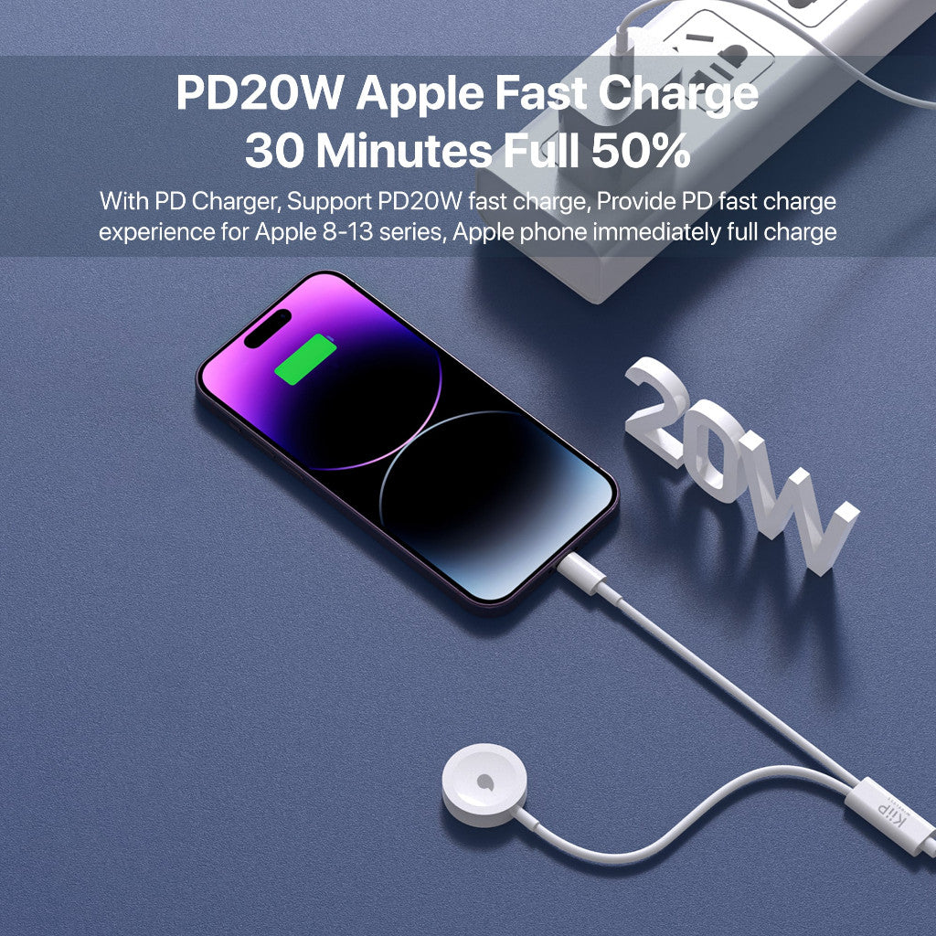 KiiP Wireless 2IN1 Cable Fast Charge Iwatch Charger Magnetic For Apple Watch