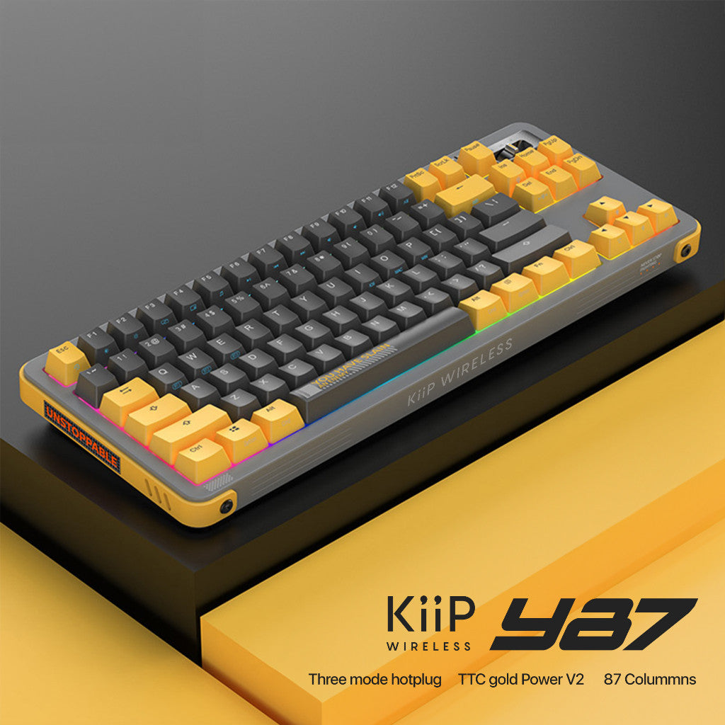 KiiP Wireless Y87 Gateron Switch Mechanical Gaming Keyboard Layout Hot-Swappable RGB Backlight