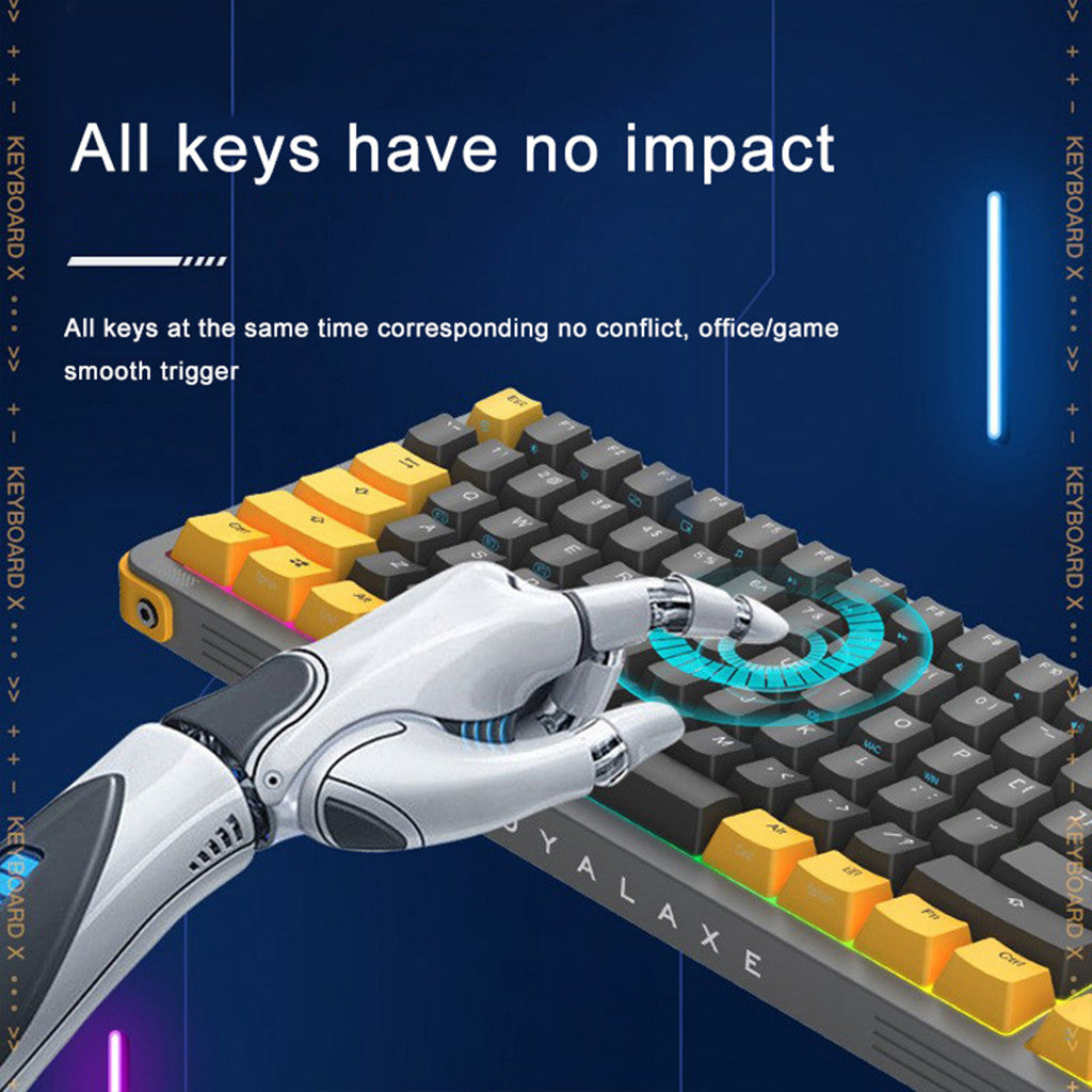 KiiP Wireless Y87 Gateron Switch Mechanical Gaming Keyboard Layout Hot-Swappable RGB Backlight