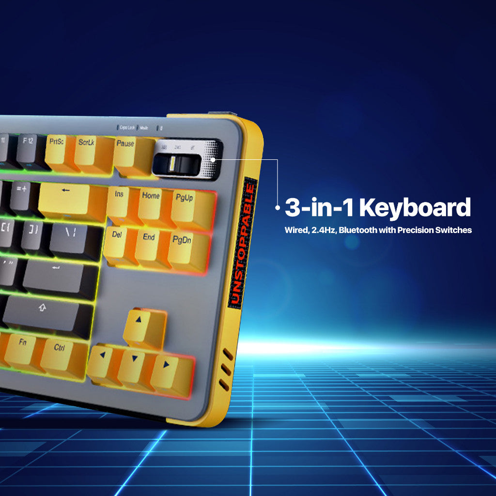 KiiP Wireless Y87 Gateron Switch Mechanical Gaming Keyboard Layout Hot-Swappable RGB Backlight
