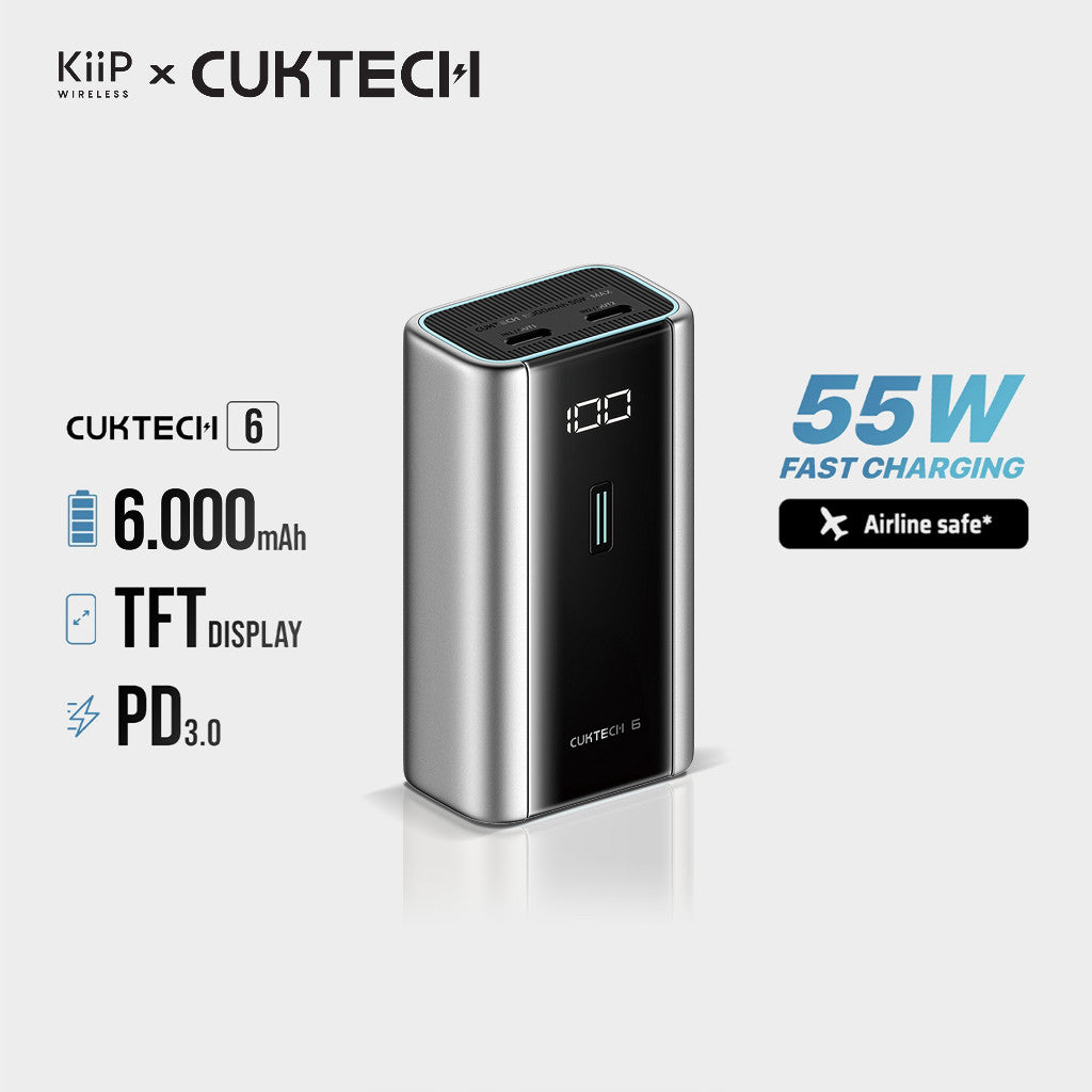 KiiP x Cuktech 06 Power Bank 6000mAh 55W Type-C Fast Charging Mini Powerbank