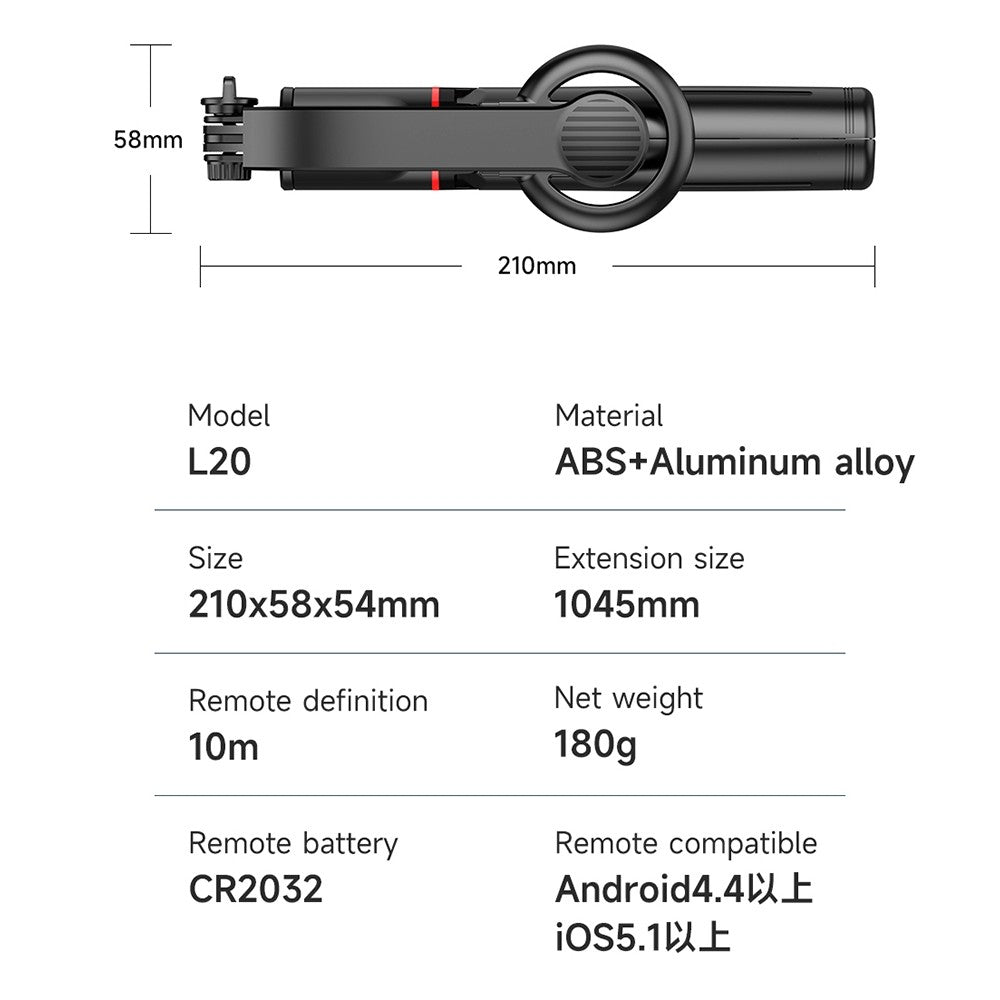 KiiP Wireless Selfie03 Tongsis Bluetooth Adjustable Tripod Magnetic Selfie Stick Magsafe Handphone