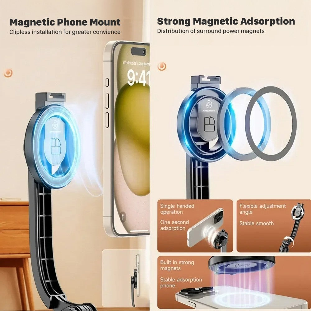 KiiP Wireless Selfie03 Tongsis Bluetooth Adjustable Tripod Magnetic Selfie Stick Magsafe Handphone