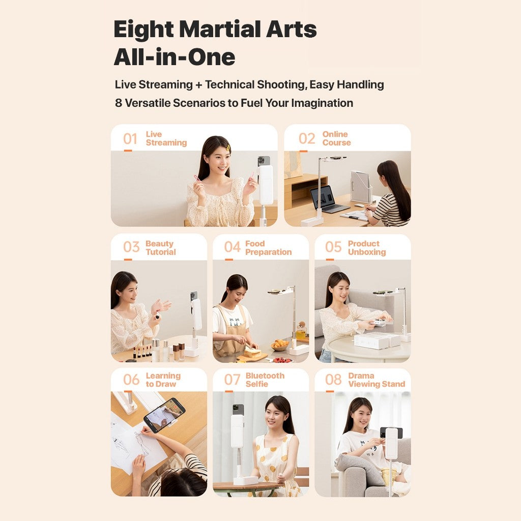 KiiP Wireless Selfie02 Stand Phone Live Stream Lipat Multi Fungsi Ring Light Lampu LED