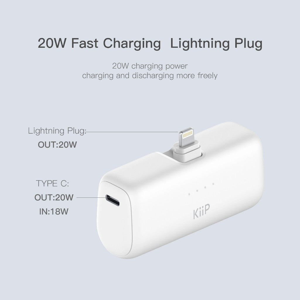 KiiP E61 Mini Power Bank Fast Charging PD 20W Type-C Lightning 5000mAh