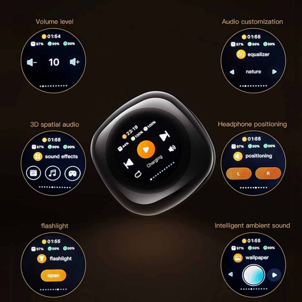 KiiP Wireless OWS DTH8 Smart Headset Bluetooth Earphone TWS Digital Display SD Card