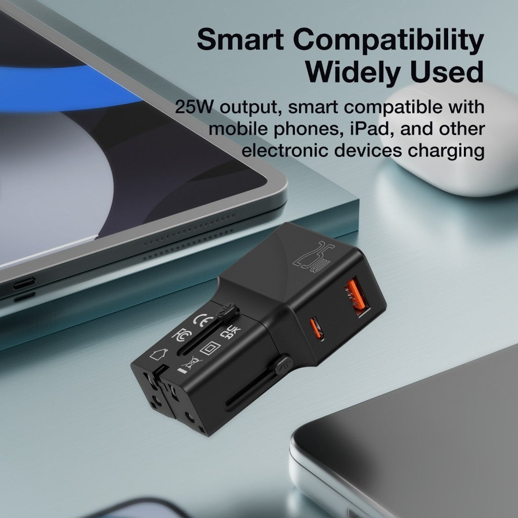 KiiP C24T Universal Travel Adaptor Charger Mini Fast Charging 25W PD QC