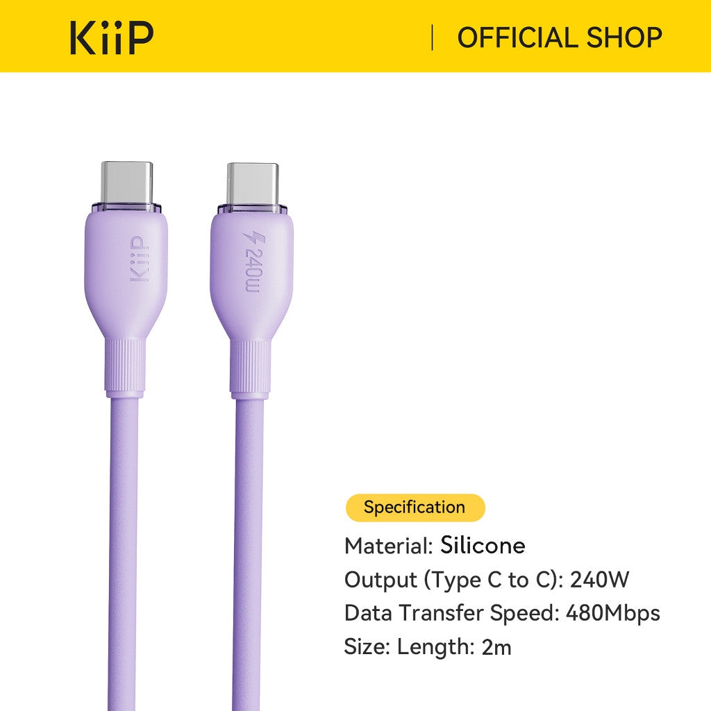 KiiP Kabel Data Fast Charging C To C /Type-C IP Up To 240W PD 35W Cable Charger Android iPhone 2M