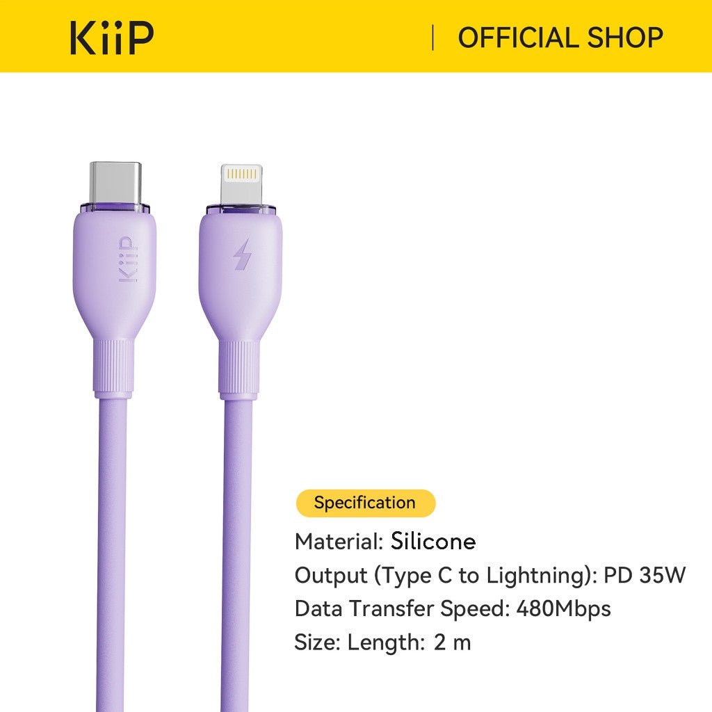 KiiP Kabel Data Fast Charging C To C /Type-C IP Up To 240W PD 35W Cable Charger Android iPhone 2M