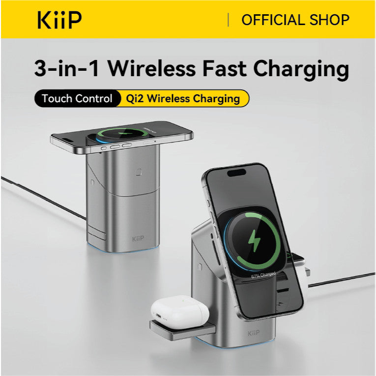 KiiP Wireless T2 3in1 Wireless Charging Station Fast Charging 15W Qi2