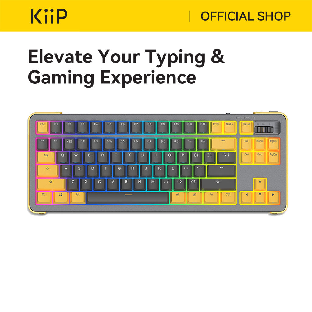 KiiP Wireless Y87 Gateron Switch Mechanical Gaming Keyboard Layout Hot-Swappable RGB Backlight