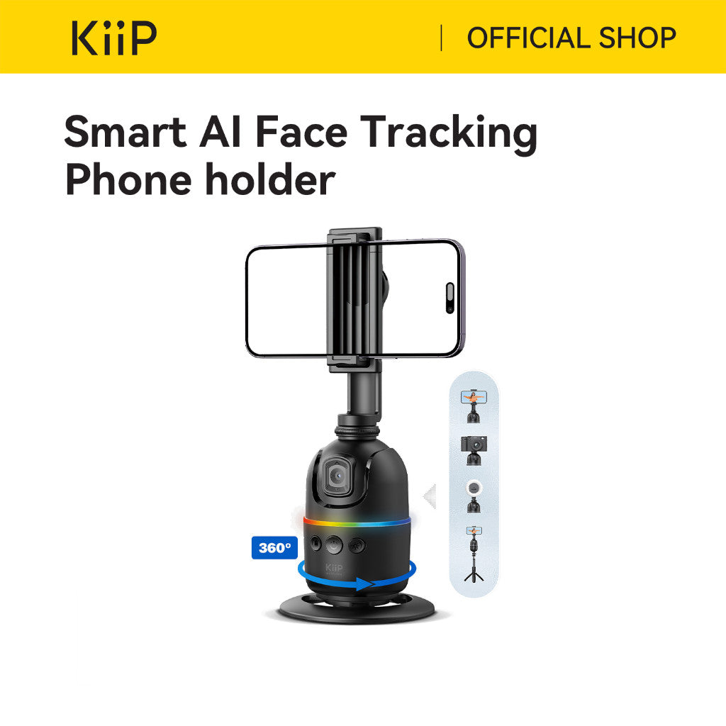 KiiP P03 AI Selfie Smart Auto Face Tracking Phone Holder 360 Degree Rotation