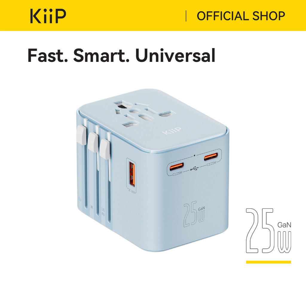 KiiP C27T Travel Adaptor GaN Adapter Charger Universal PD Fast Charging 25W