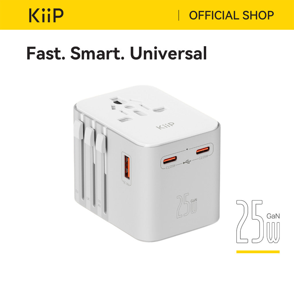 KiiP C27T Travel Adaptor GaN Adapter Charger Universal PD Fast Charging 25W