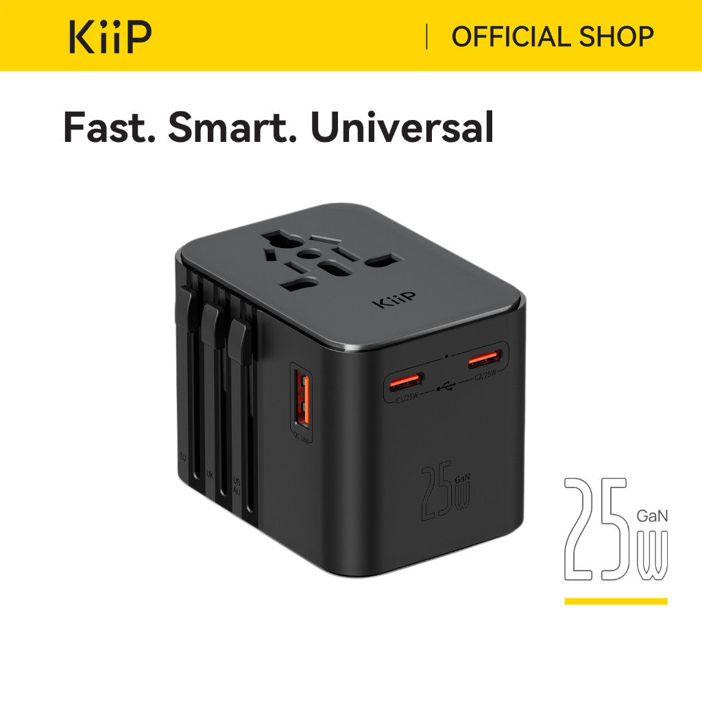 KiiP C27T Travel Adaptor GaN Adapter Charger Universal PD Fast Charging 25W