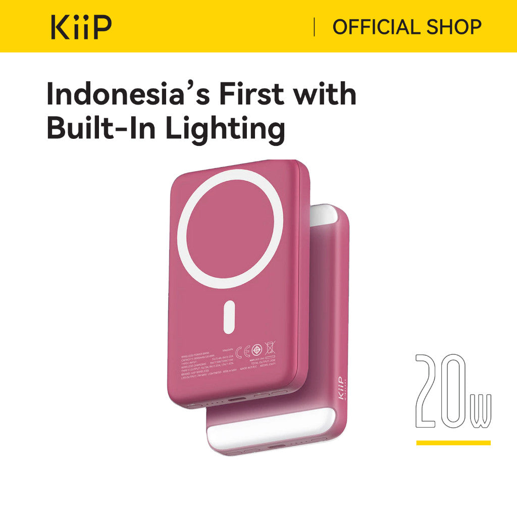 KiiP Wireless EW71 Powerbank Dual Magnetic Fill Light Fast Charge 20W