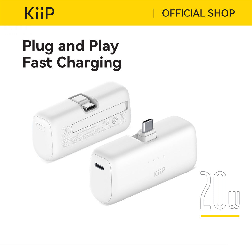 KiiP E61 Mini Power Bank Fast Charging PD 20W Type-C Lightning 5000mAh