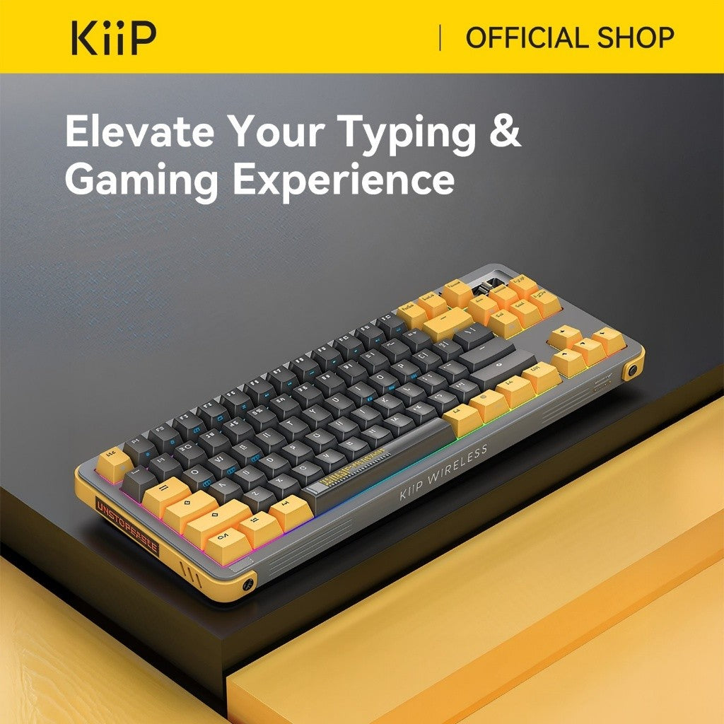 KiiP Wireless Y87 Gateron Switch Mechanical Gaming Keyboard Layout Hot-Swappable RGB Backlight