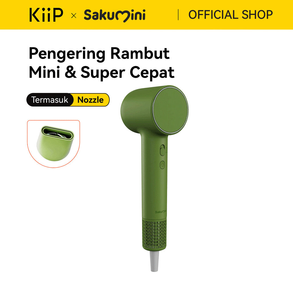 KiiP x Sakumini Compact Size Turbo Speed Dryer Alat Pengering Rambut Mini Super Cepat Dengan Ion Negatif Tanpa Bising