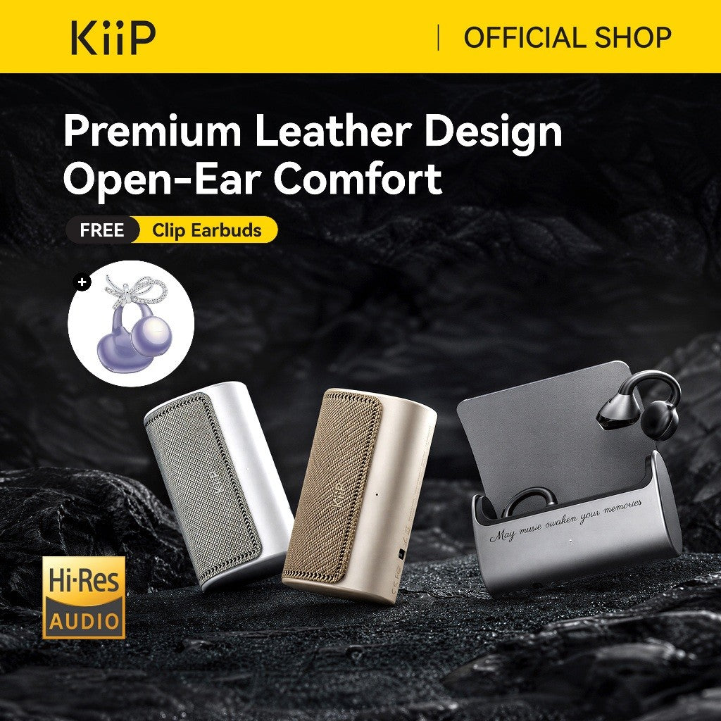 KiiP DTH30 OWS Earphone Bluetooth 6.0 Flexible Clip Premium Leather Compact Case
