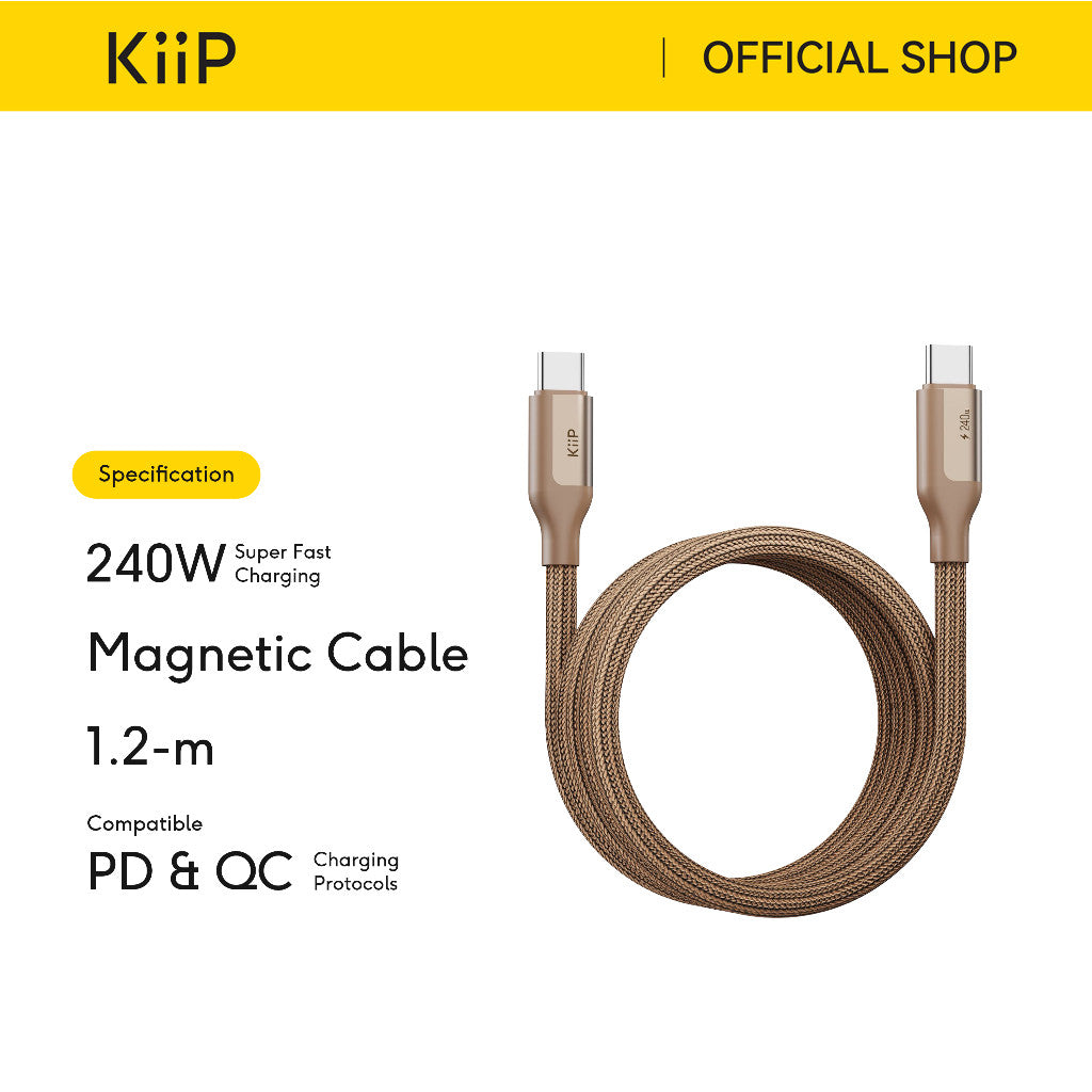 KiiP Magnetic Cable CMC120 Fast Charging Kabel Data Type-C to Type-C PD 240W