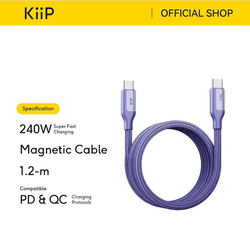 KiiP Magnetic Cable CMC120 Fast Charging Kabel Data Type-C to Type-C PD 240W