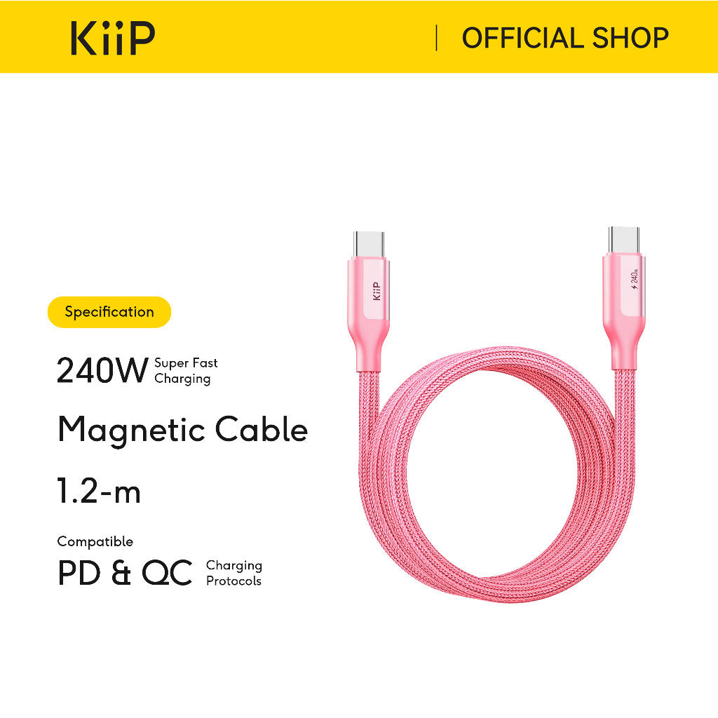 KiiP Magnetic Cable CMC120 Fast Charging Kabel Data Type-C to Type-C PD 240W