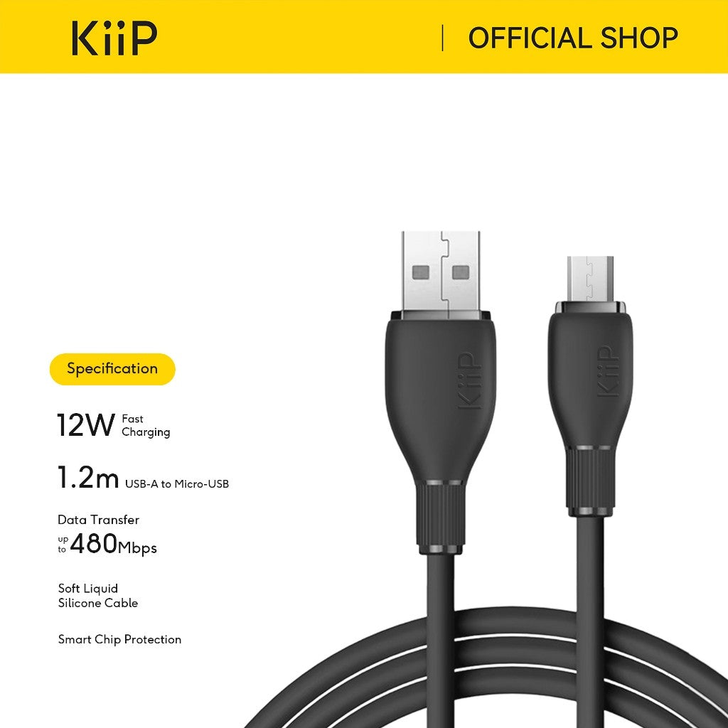 KiiP Kabel Data Silikon Fast Charging A To C/IP/Mikro Up To 40W