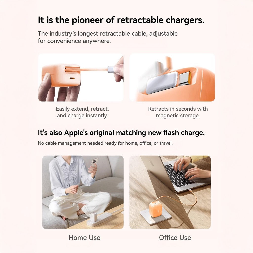 KiiP IB30 Ice Bright GaN Charger Adaptor Retractable PD 30W Fast Charging