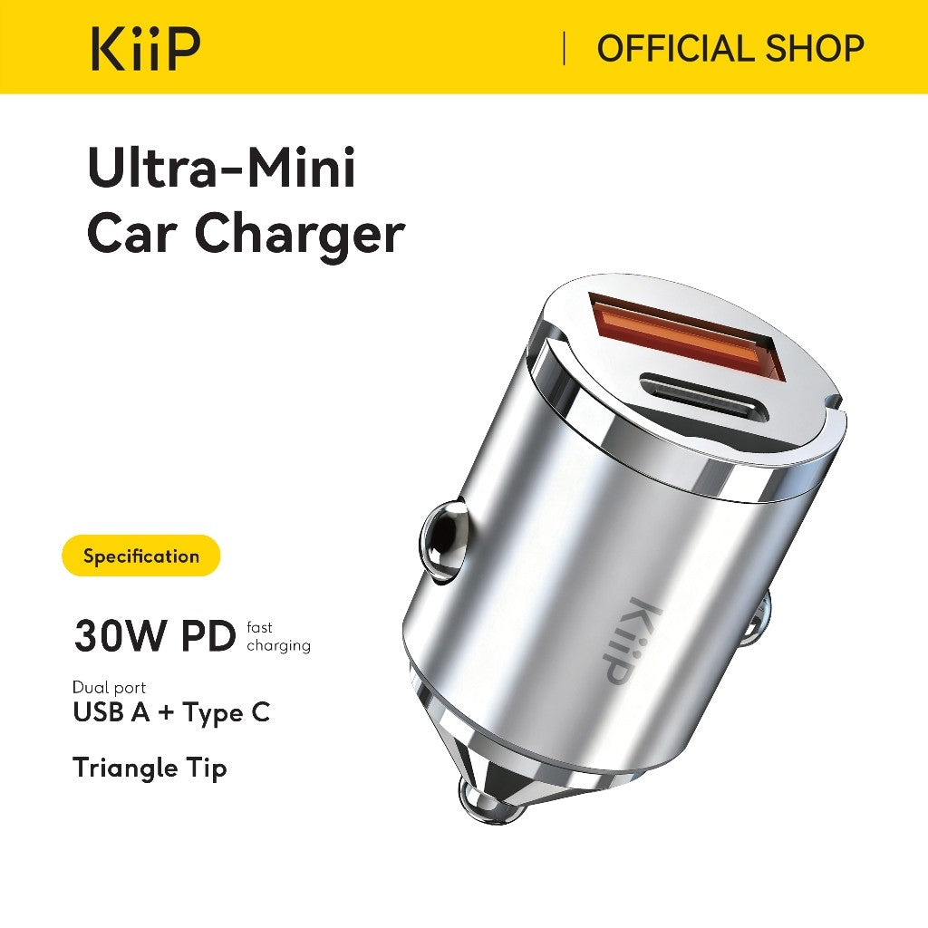 KiiP C8 Car Charger Mobil 45W Type-C+USB Fast Charging
