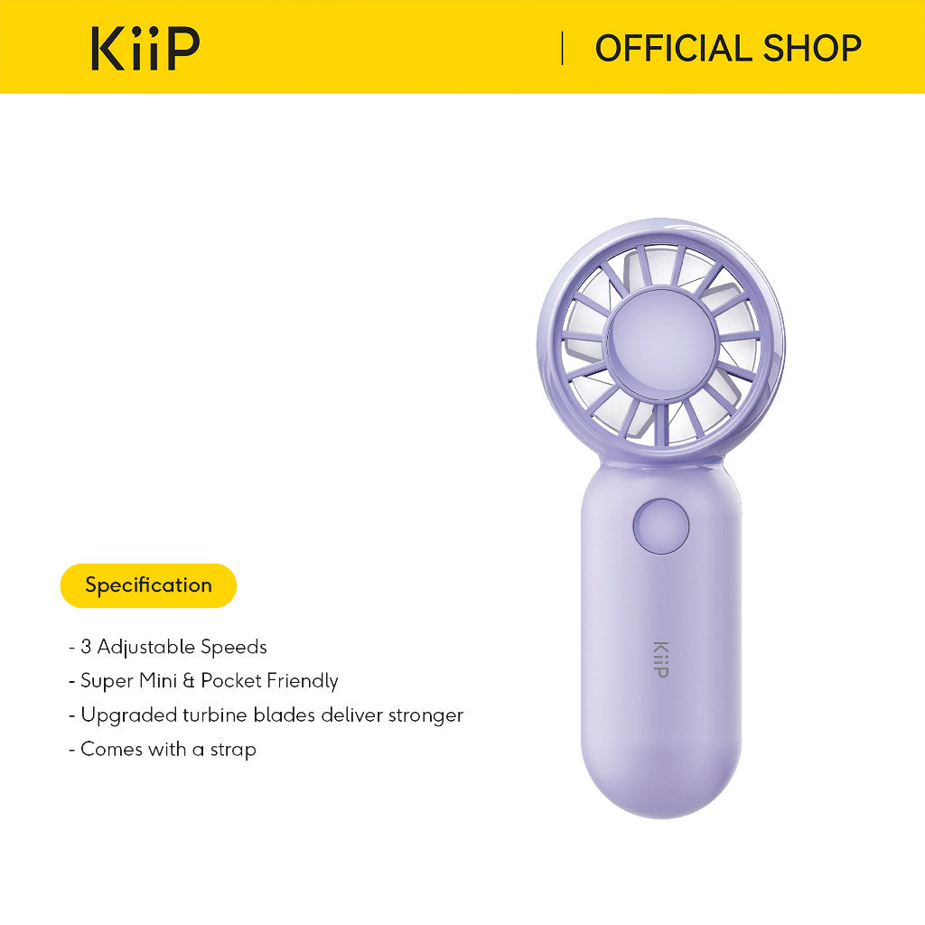 KiiP FAN08 Pocket Fan Handheld Kipas Angin Super Mini 3 Speed With Strap