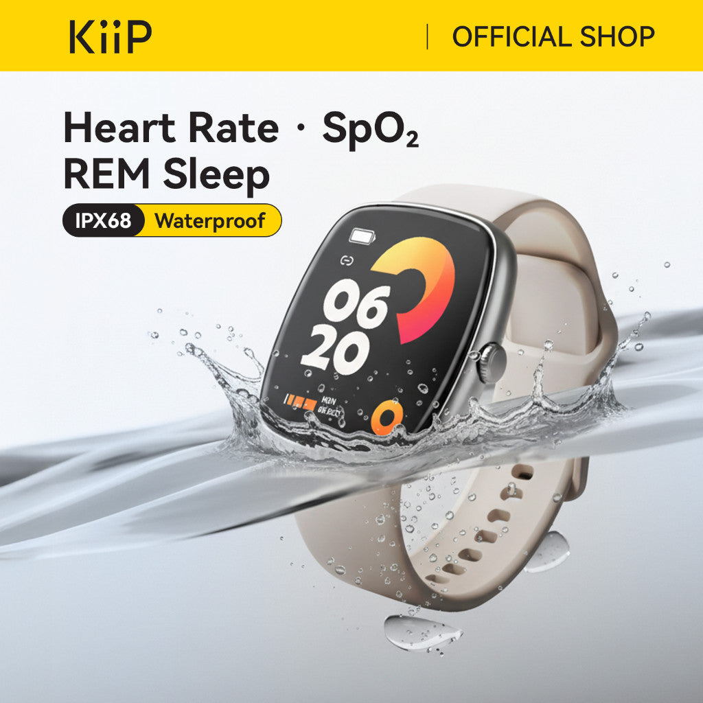 KiiP T69 Smartwatch Full Touch Screen Bluetooth Call Jam Tangan Pria Wanita Custom Wallpaper 1.8 TFT Health Monitoring IPX68 Waterproof