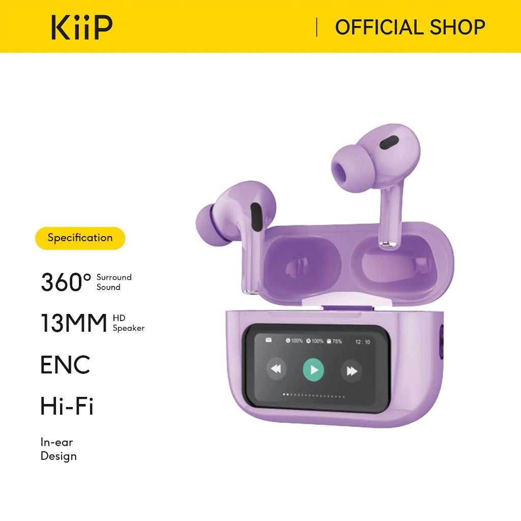 KiiP DTS16 Tws  ANC Headset Bluetooth 5.4 Earphone Smart Screen Active Noise Reduction