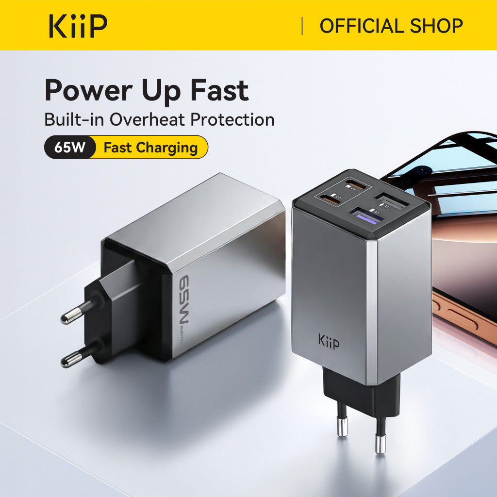 KiiP C19E Kepala Charger Adaptor GAN6 Fast Charging 65W 2C+2U