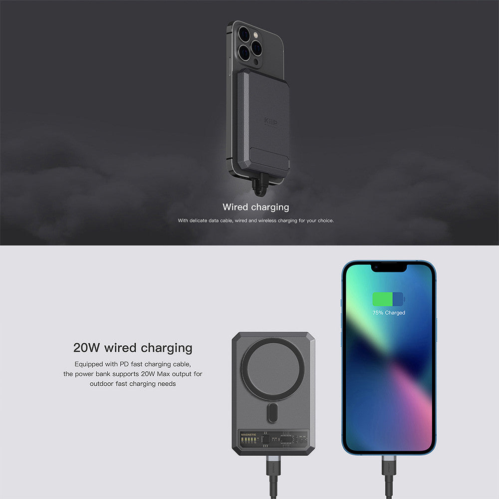 KiiP Wireless EW54 Power Bank Magnetic Magsafe 20W Fast Charging Type C PD 10000 mAh