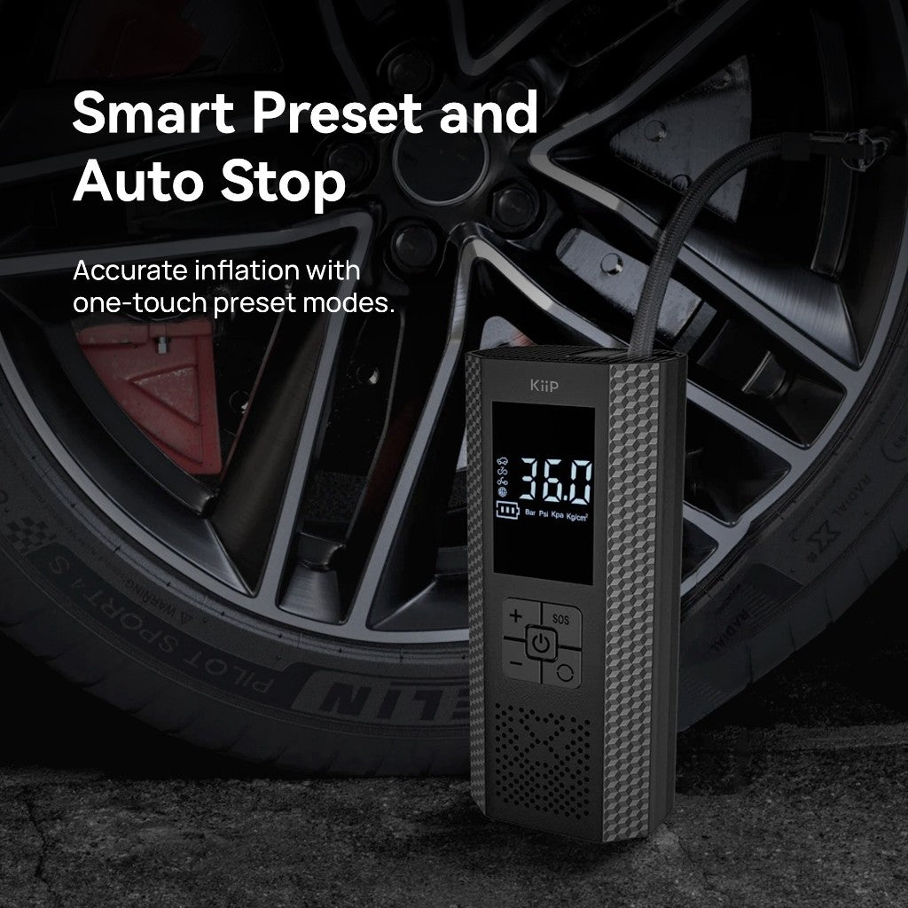 KiiP EAP01 Portable Car Tire Inflator Pompa Ban Motor Dan Mobil Electric Air Pump Car Air Pump Portable Mini Pompa Angin Elektrik 18L 60W