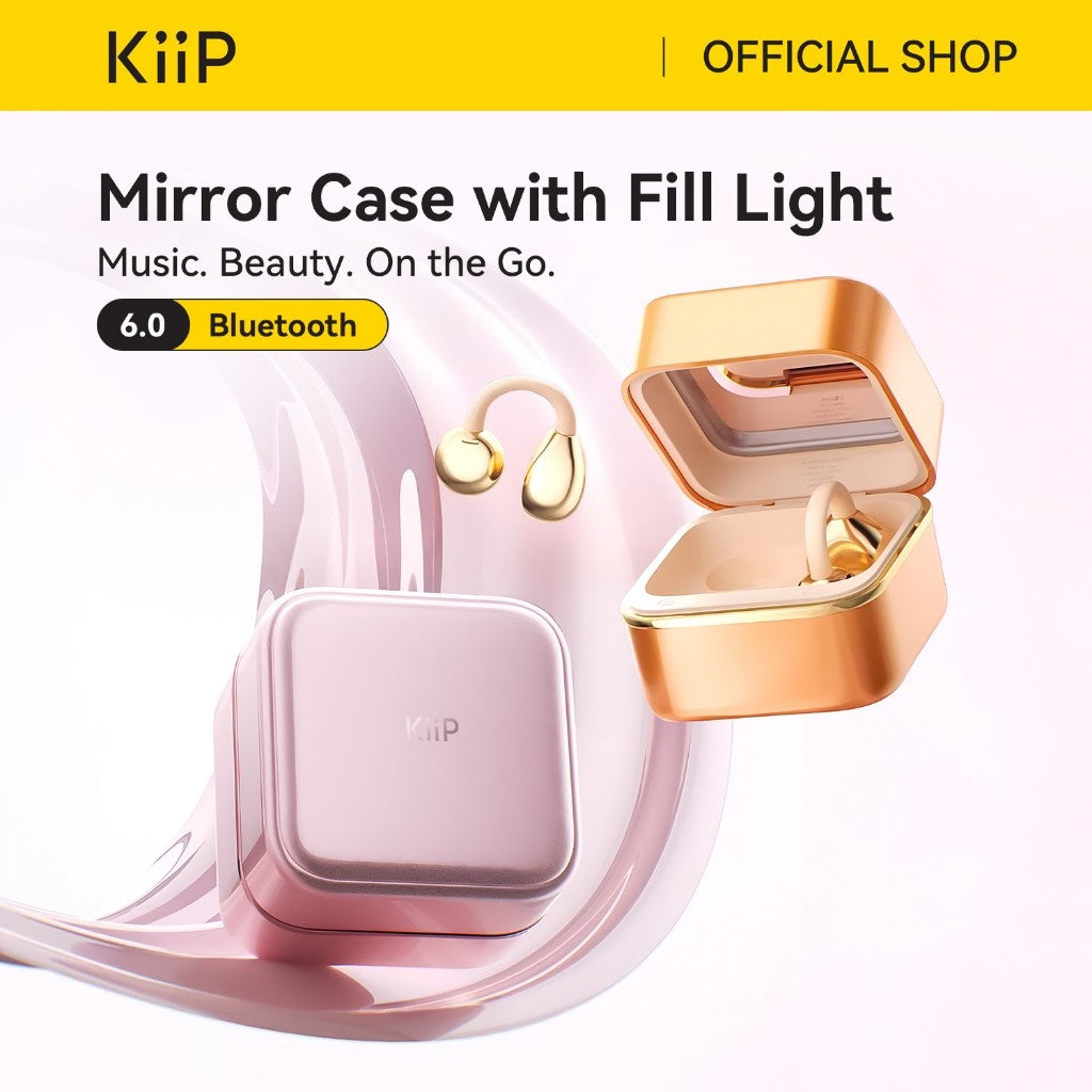 KiiP DTH27 Open Ear TWS Earphone Earclip Mirror Built In Light Case Low Latency